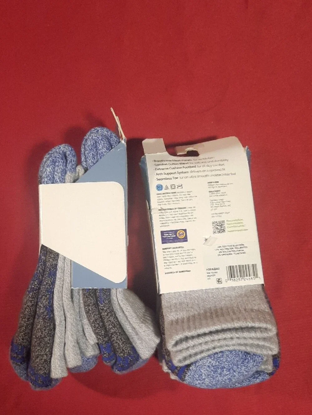 Hanes Men's Comfort Mid Crew Socks - Blue and Gray 2 (3 Packs) 6 Pair